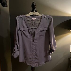 Candies, XS, gray, business casual gray blouse
